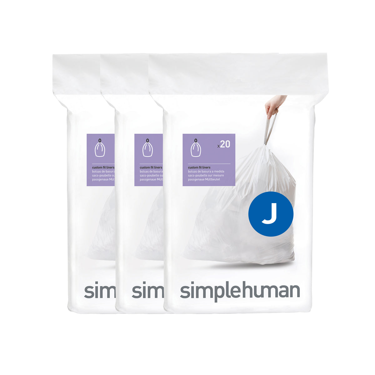 Simplehuman semi-round sensor can, odorsorb pod, code J liner + 4.5L step  can