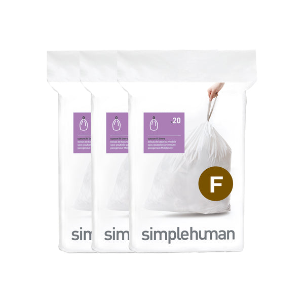 simplehuman Custom Fit Bin Liner Code F, Pack Of 20